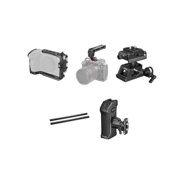 SmallRig 4183B Camera Cage Kit with Top Handle, Side Handle, Mounting Plate Set & 15mm Rods for Sony FX30/FX3